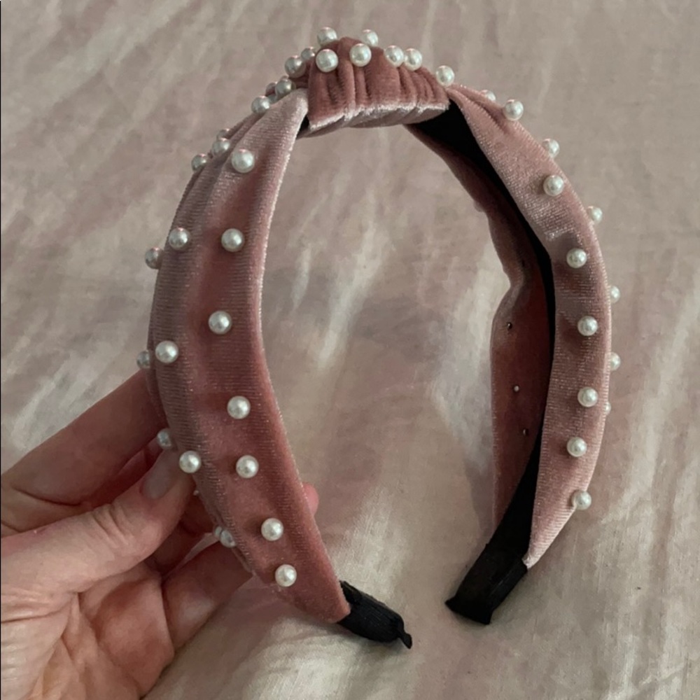 Pink headband with pearls
